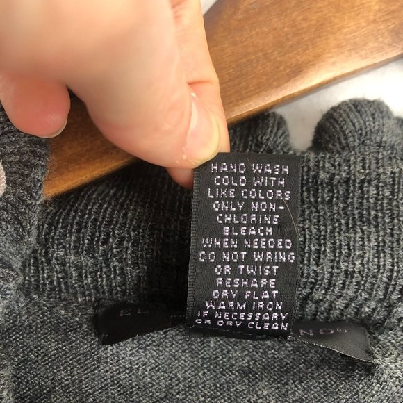 Elena Solano Women's Size Small Grey Open Front Ruffle Trim Merino Wool Cardigan - Picture 7 of 8